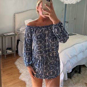 Perfect condition blue long sleeve off the shoulder dress